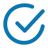 Blue checkmark on black background